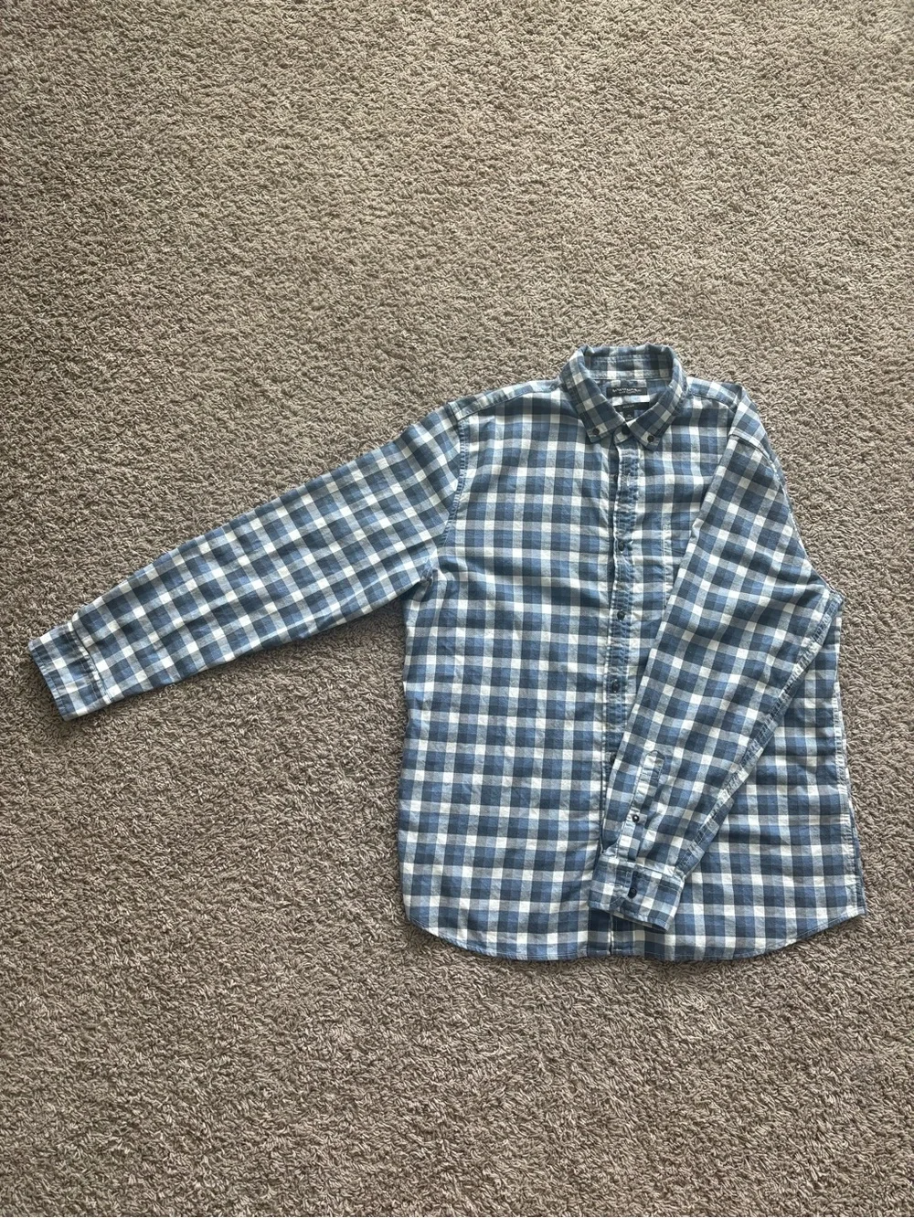 Banana Republic Blue & White Checked Button-Down Shirt